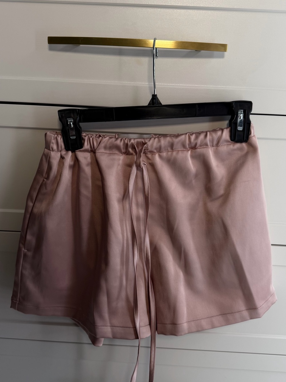 ALICE K Pink Satin Drawstring Shorts Size S